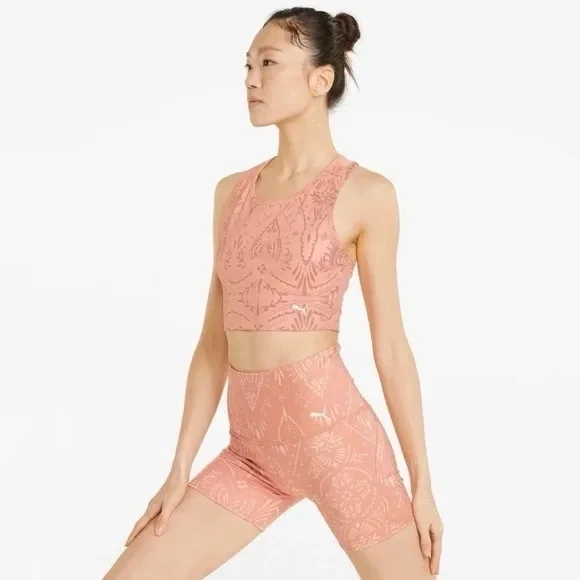 PUMA Medium Studio Printed Cropped Women's Training Tank Bra Top - Picture 1 of 8